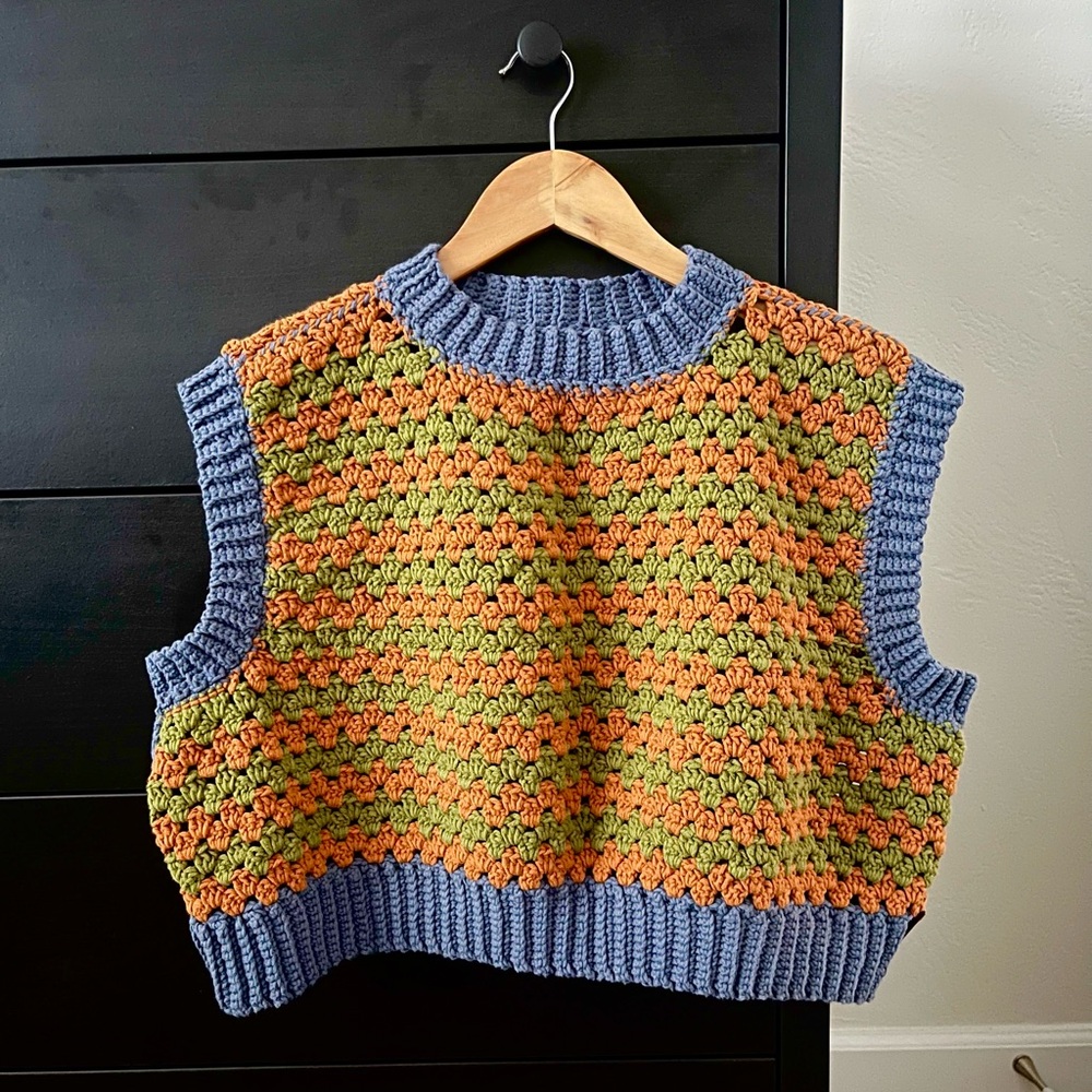 Handmade Custom Crochet Sweater Vest - New - Size XL/2XL